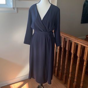 Anne Taylor navy blue wrap dress